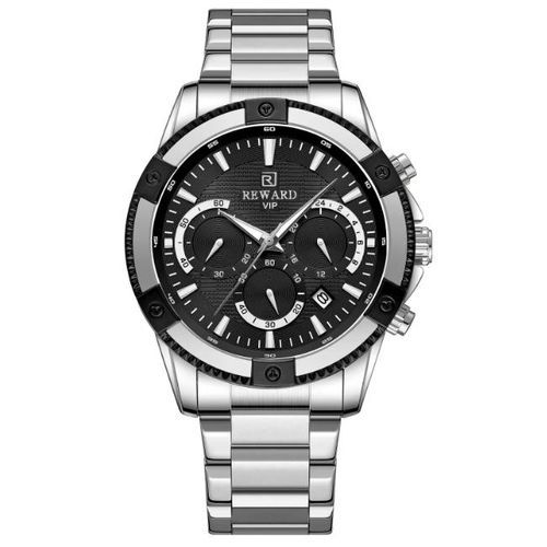 Montre Homme Sport Acier Argent Étanche