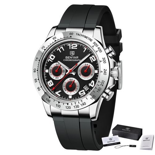 Montre Bracelet en Silicon Noir Quartz