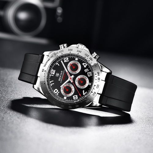 Montre Bracelet en Silicon Noir Quartz