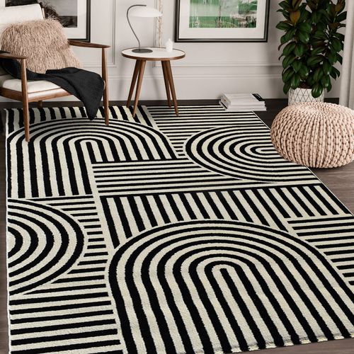 Tapis Suki Noir, Crème
