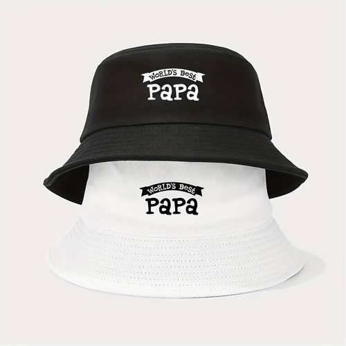 Chapeaux 2pcs seau imprimé WorldS Best Papa - Chapeaux 2pcs de pêche noir et blanc élégant 