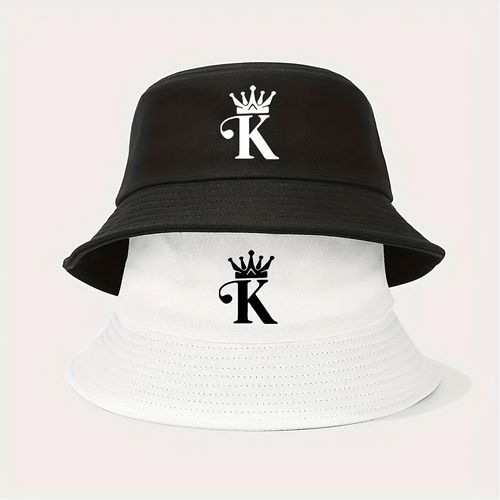 2pc Chapeaux Seau Unisexe avec Logo K & Boucle Couronne 
