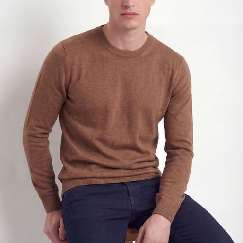 Crew Neck Knit – Cognac – Wool & Silk Blend