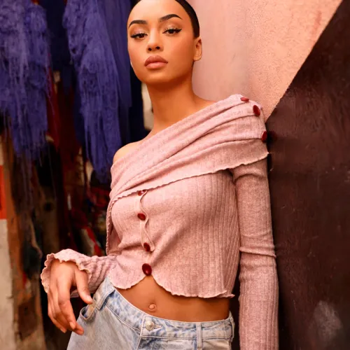 Top en Maille Bustier avec Fronces