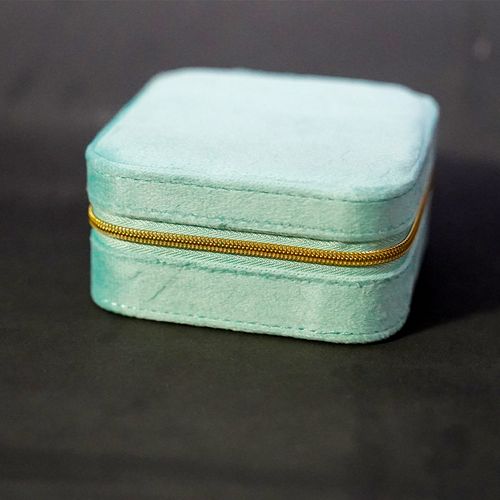 Boîte à Bijoux de Voyage Compacte en Velours Turquoise