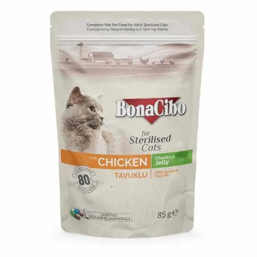 Bonacibo Paté Chat Stérilisé Poulet Jelly 85 G