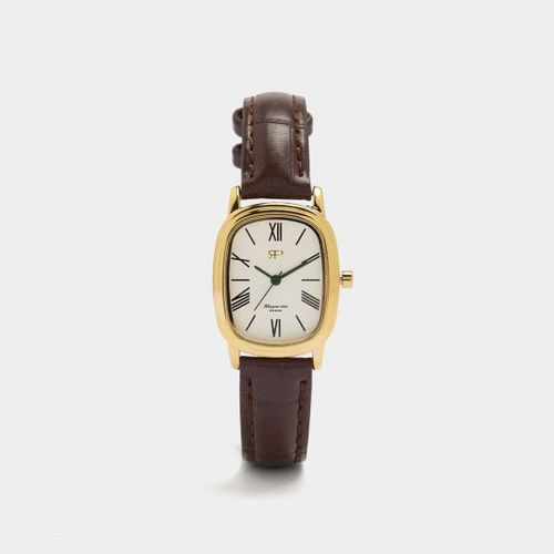 Montre Rectangulaire Avec Bracelet Effet Cuir