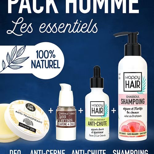 Pack Homme Essentiels Soins Beauté Sans Sulfate Anti Chute & Cernes