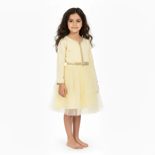 Caftan avec Manches Crêpe Georgette en Soie 