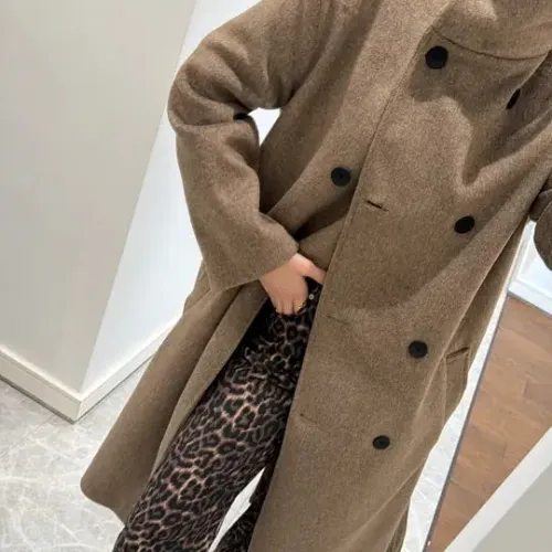 Manteau Long Ceinturé à Col Montant 