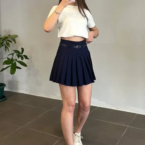 Mini Jupe Plissée Bleu Marine