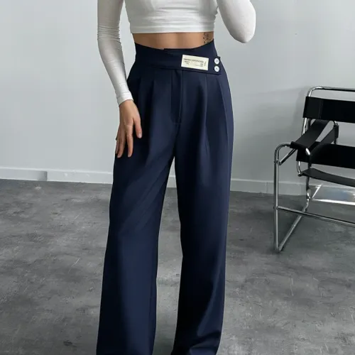 Pantalon Palazzo à Détails Boutonnés