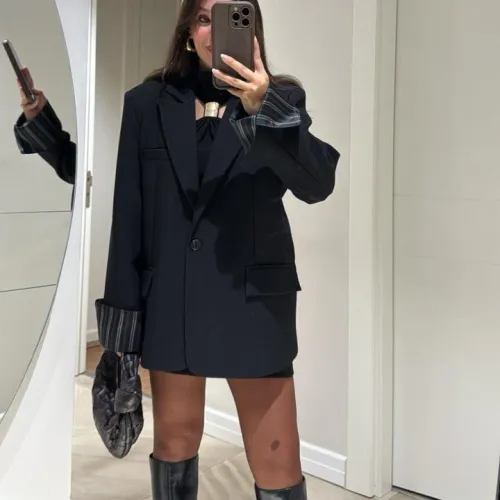 Blazer Oversize À Doublure Rayée 