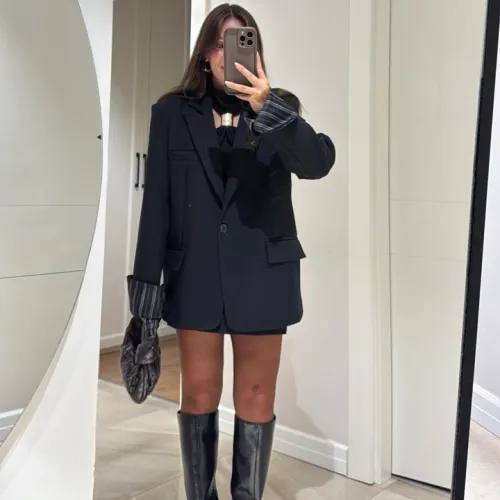 Blazer Oversize À Doublure Rayée 