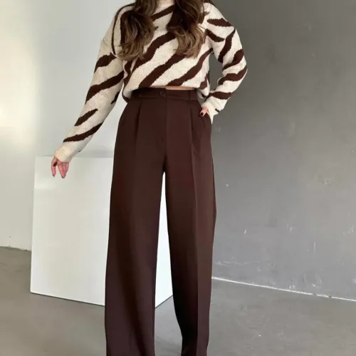 Pantalon Palazzo Taille Haute - Marron Chocolat