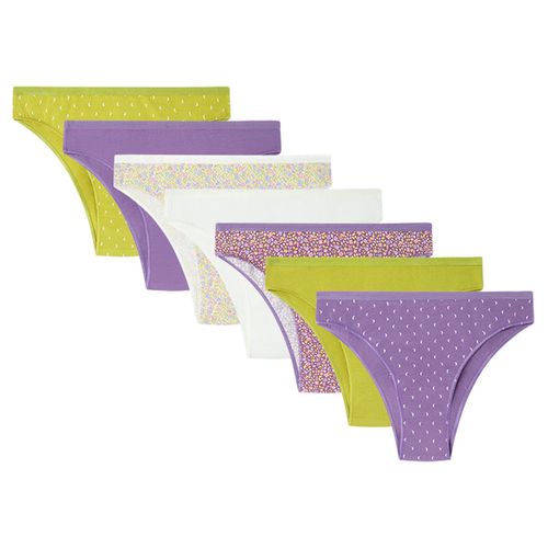 Lot de 7 Culottes Brésiliennes en Coton Mélangé Imprimé