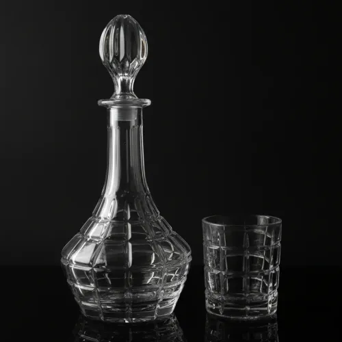 Ensemble carafe et 6 verres quadrillés en relief