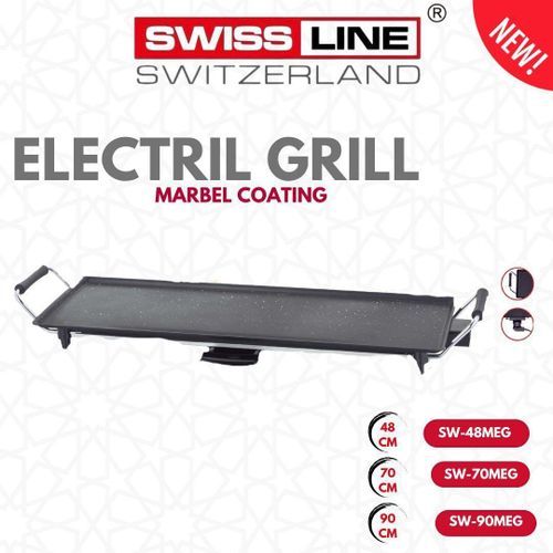 Plancha Électrique - Surface Antiadhésive - Thermostat Réglable - Bac À Graisses Amovible