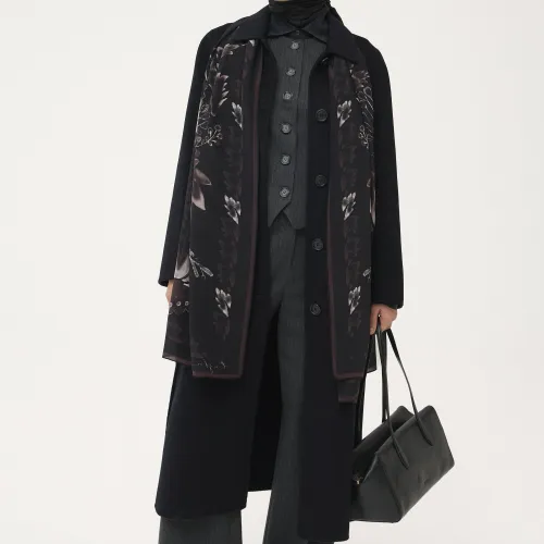 Manteau À Col Chemisier Fait Main En Laine 100 %