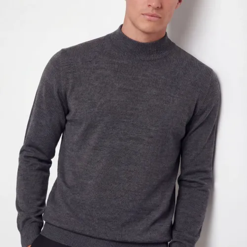 Mock Neck Knit Sweater – Super Fine Merino Wool
