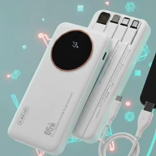 Power Bank 20000mAh 66W – Charge Ultra Rapide avec 4 Câbles Intégrés