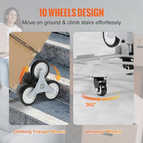 Chariot De Courses Portable En Aluminium Équipé De 6 Roues Et 4 Roulettes Pivotantes Hauteur Réglable Charge 80kg