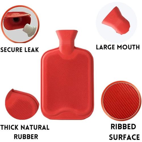 Bouillotte En Caoutchouc, Bouteille D'eau Chauffante Soulager La Douleur 2litre - Couleur Aléatoire