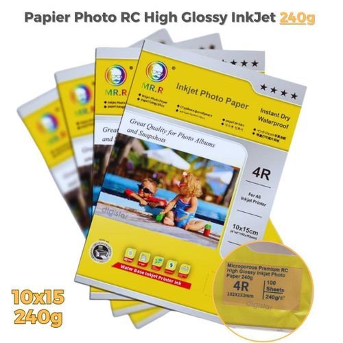Papier Photo Rc Haute Brillance 240g – 10x15 Cm (4r) Jet Dencre