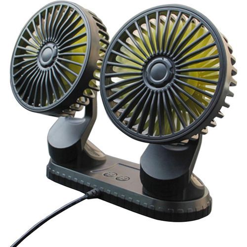 Ventilateur De Voiture Double Tête 360° – Usb 12v/24v, Silencieux Et Réglable