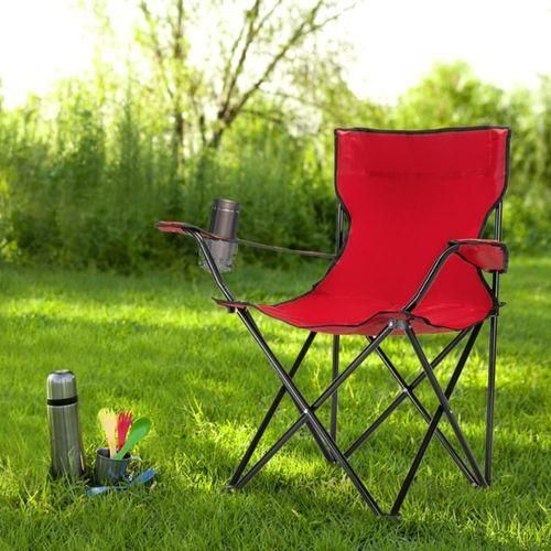Chaise Pliante De Camping Avec Porte-gobelet, Pour La Plage, Pique-nique, Et Randonnée, Rouge
