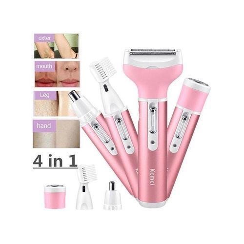 Kemei Rasoir Électrique Multifonction 4 En 1, Rechargeable Pour Nez, Oreilles, Corps Et Visage Femmes