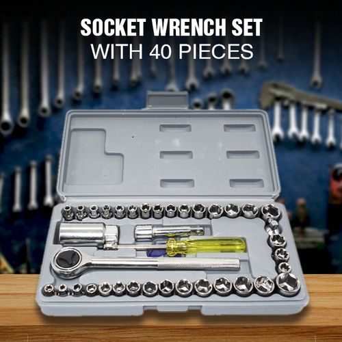 Aiwa Kit Doutils De 40 Clés À Douilles Mixte Multi-usages + Poignée À Cliquet