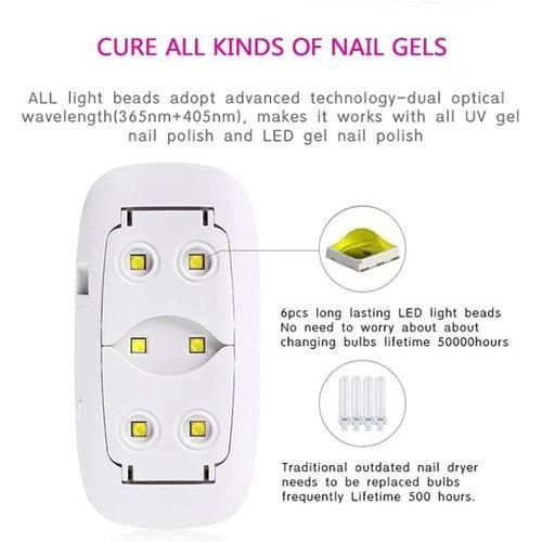 Machine Sèche-ongles Uv Led Portable 6w, Séchage Rapide Pour Vernis Gel