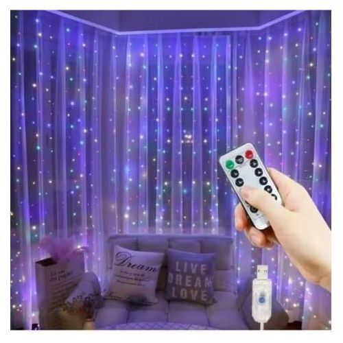 Guirlande Lumineuse Rideau 300 Led – 3x3m, 8 Modes, Usb Et Télécommande, Étanche