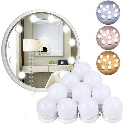 Lot De 10 Ampoules Led Pour Miroir De Maquillage, 3 Tons De Couleur Et Intensité Réglable