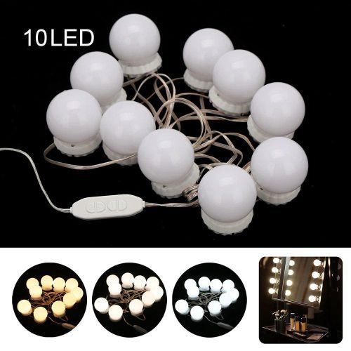 Lot De 10 Ampoules Led Pour Miroir De Maquillage, 3 Tons De Couleur Et Intensité Réglable