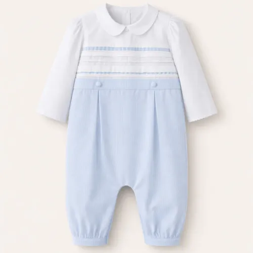 Barboteuse Élégance Bleu Ciel – Bébé Garçon