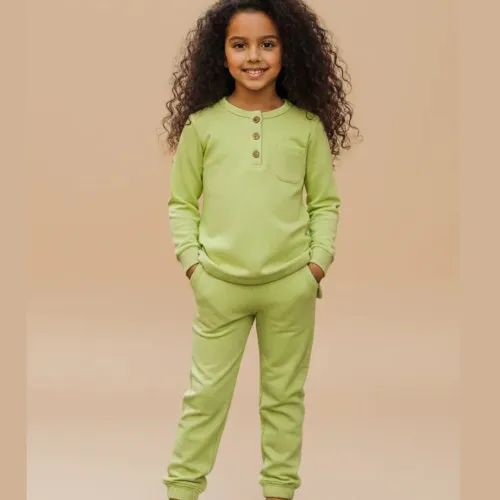 Ensemble Pull & Pantalon Doux Vert Anis