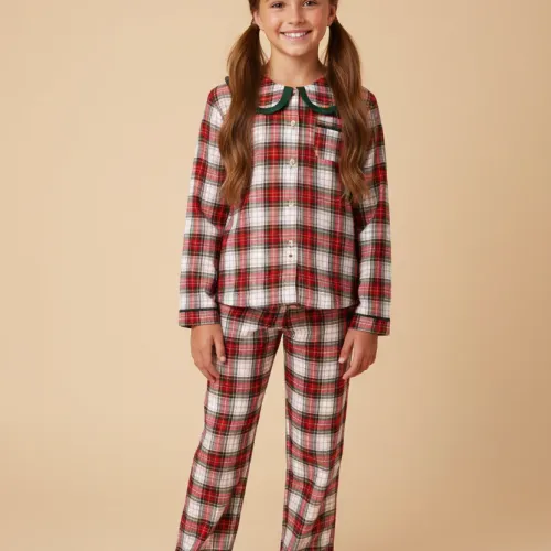 Ensemble Pyjama Fille À Carreaux – Style Classique & Confort