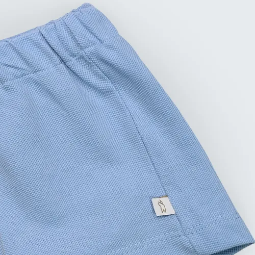 Short Bleu En Piqué 100% Coton