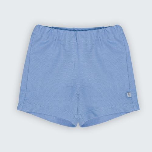 Short Bleu En Piqué 100% Coton