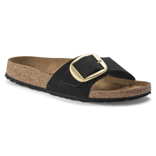 Madrid Big Buckle Nubuck Leather Black Narrow
