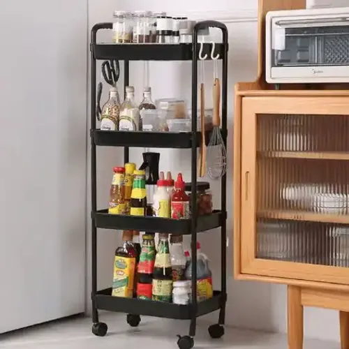 Chariot De Rangement Roulant – 4 Niveaux – Organisateur Polyvalent Pour Cuisine Et Maison