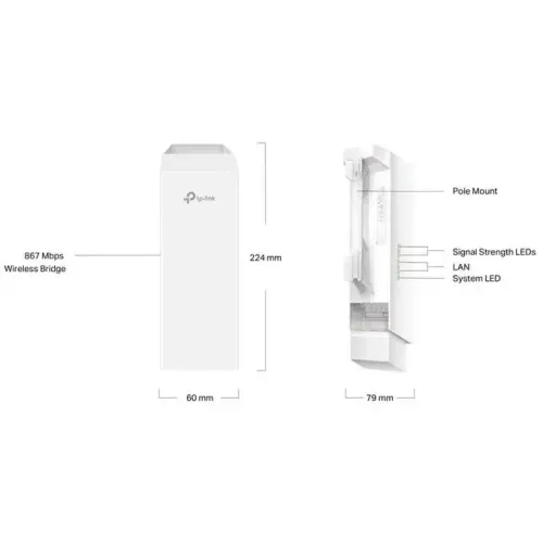 Pont Wifi 5 Ghz 867 Mbps Longue Portée 5km (point D’accès Intérieur/extérieur Longue Portée 5km) Eap215-bridge Kit