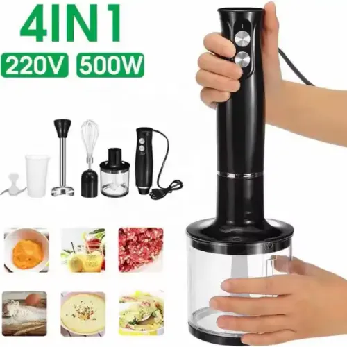 Mélangeur Électrique 4 En 1 – Mixeur À 2 Vitesses – Batteur, Broyeur De Jus Et Hachoir Multifonction