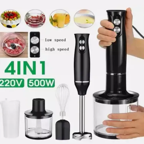 Mélangeur Électrique 4 En 1 – Mixeur À 2 Vitesses – Batteur, Broyeur De Jus Et Hachoir Multifonction