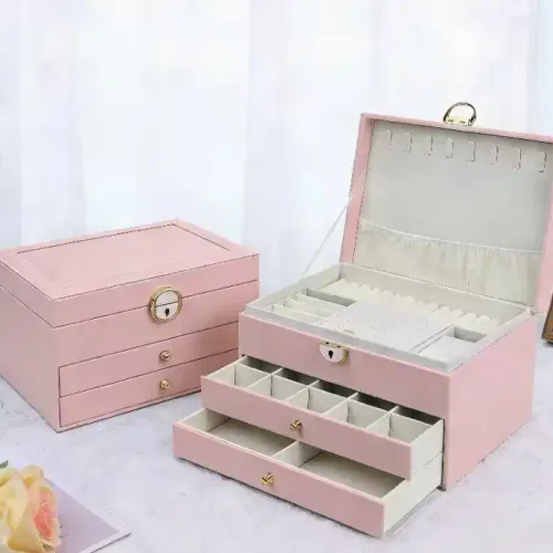 Boîte À Bijoux Moderne Verrouillable Avec Clé – Double Tiroir – Grande Capacité