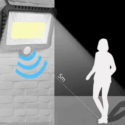 Lampe Led Solaire Extérieure Avec Capteur Pir Et Télécommande – Noir