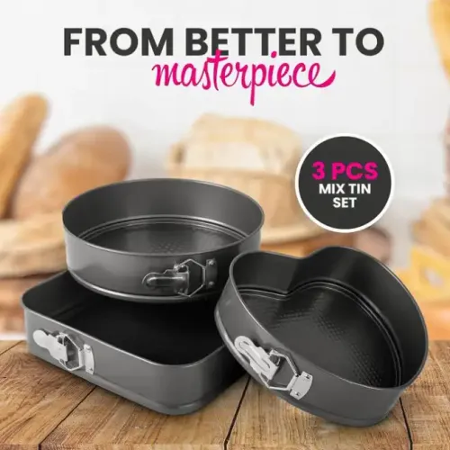 Lot De 3 Moules À Gâteau En Acier Inoxydable – Anti-adhésif – Cuisson Homogène