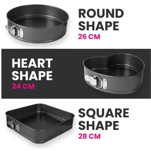 Lot De 3 Moules À Gâteau En Acier Inoxydable – Anti-adhésif – Cuisson Homogène